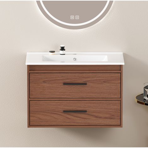 Mobile bagno 2 cassetti in MDF 75 cm marrone OKMYHOME (1/5)