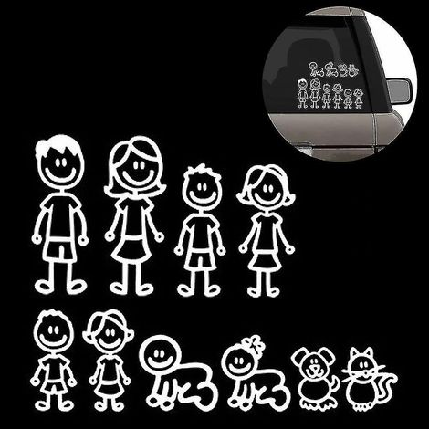 Konvolut (10er-Pack) Autoaufkleber „Happy Family“, Autoaufkleber „Family Members“, Autoaufkleber im Cartoon-Stil. (1/5)