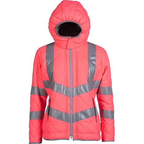 M, Fucsia: Damen Reflektierende Jacke mit reflektierenden Einsätzen und abnehmbarer Kapuze (1/4)