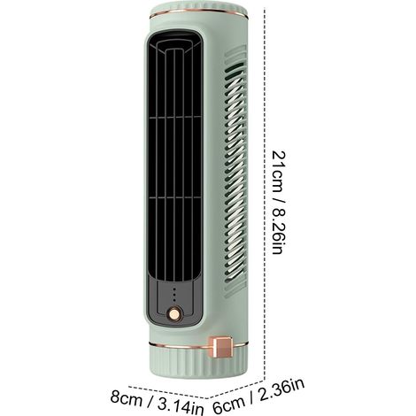 Climatiseur portable,Moteur sans balais,3 vitesse,Flux d'air grand angle à 360°,Port d'entrée USB-C,Intérieur et extérieur,（vert） (1/4)