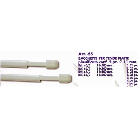 Coppia Bacchette Bastoni per tende colore Bianco 60 cm x 11 mm (1/2)