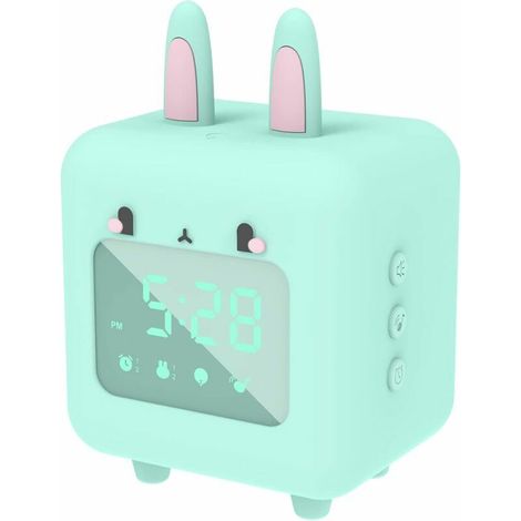 Lapin Enfants Réveil, LED Numérique Lampe Réveil Veilleuse Fille Garçons Jour Nuit Enfant Snooze Réveil Volume Réglable, Cadeau Enfants (1/5)