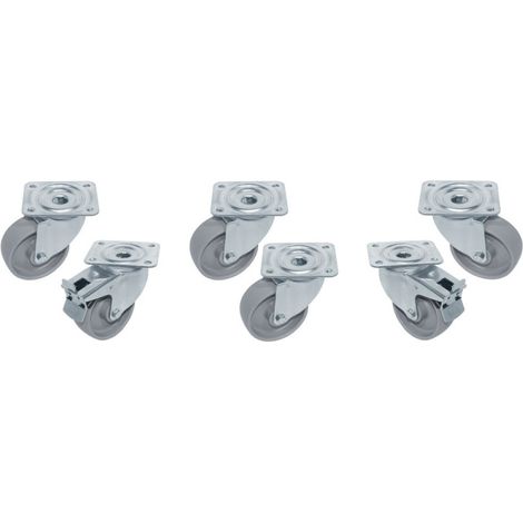 Kit 6 roues pivotantes pour table - 2 avec frein - Diamond