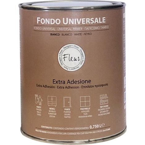 FLEUR DESIGNER'S PAINT Fondo Universale, Extra Adesione, 750 ml, Bianco, a Base Acqua, Ideale per Pareti, Mobili, Porte, Piastrelle, Top Cucina, Made in Italy (1/4)