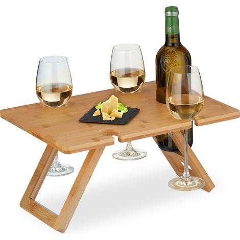 Quadratischer picknick weintisch aus bambus 883
