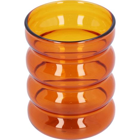 Tasse en Verre Borosilicate Résistante à la Chaleur pour Café, Lait ou Bière - Design à Joints Bambou (Marron) (1/5)