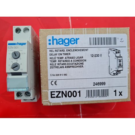 HAGER EZN001 - Relais Temporisé Retardé à l'enclenchement , 12 - 230 V