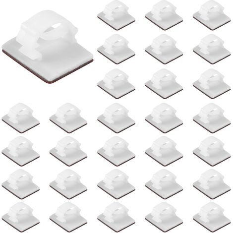 Lot de 30 Câbles Adhésif, Clips Organiseur de Fils Electriques Réglable Gestion des Câbles en Fibre Optique, Attache Cable Mural, Utilisation Domestique et Bureau (1/5)