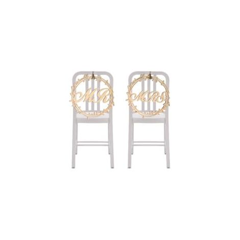 Mr Mrs Chair Decor Sign Panneau en Bois 2 Pièces Scripté en Bois Lettre Signe Décoration Bride and Groom Wedding Chair Signs Mr and Mrs Chair pour Mariage Fiançailles Chaise de Mariage Decor (1/5)