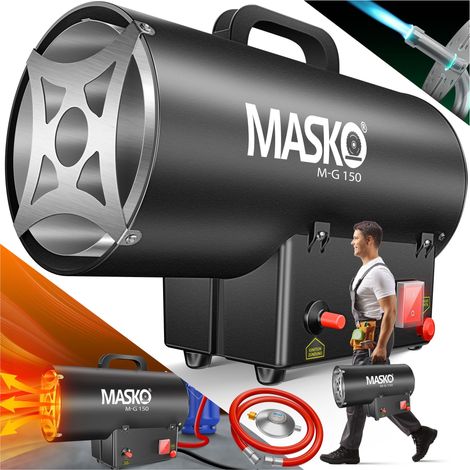 MASKO® calentador de gas soplante calentador de gas pistola de calefacción calentador de gas calentador de gas generador de aire caliente incl. manguera de gas y reductor de presión  negro / 15 KW (1/5)