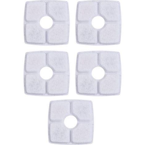 5X Filtro per Fontana d'Acqua per Gatti, Resina e Carbone Attivo a 4 Strati, Filtrazione in Schiuma per Cani e Animali, Universale, 124x124mm (1/5)