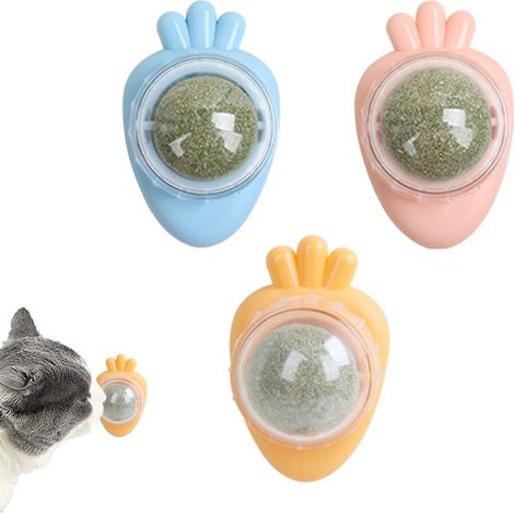 Boules De Chatte - Boules Rotatives À Catnip Auto-Adhésives Pour Mur Et Sol - Jouet Pour Nettoyage Dentaire Chez Le Chat - Lot De 3 (1/5)