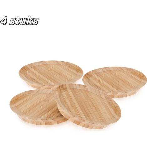 Lot de 4 couvercles en bois pour verres à vin et cocktails protection anti poussière couleur jaune (1/5)