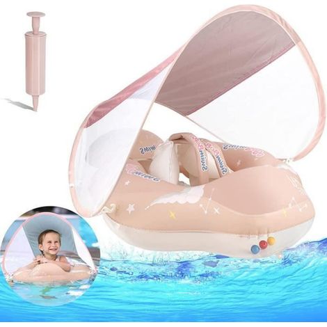 Bouée Bébé - Swimbobo - Siège De Piscine avec Auvent - PVC - Rose et transparent - 6 à 36 Mois (1/4)
