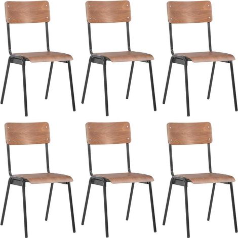 vidaXL Dining Chairs 6 pcs Brown Plywood (1/5)