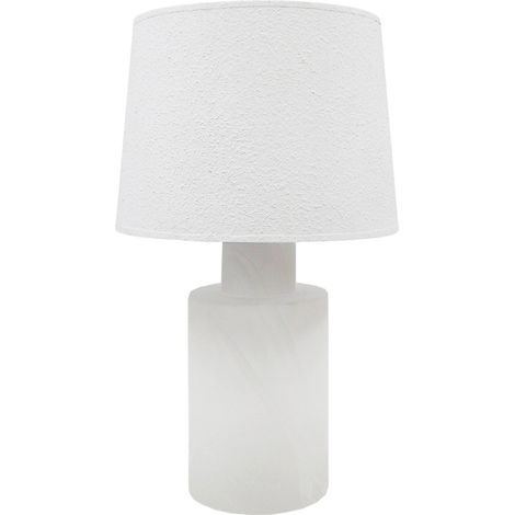 Lampe de table blanche design en verre et tissu style estuco - blanc mat effet estuco (1/3)