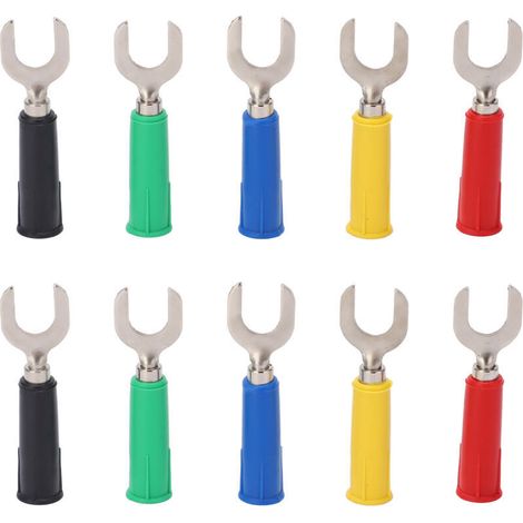 10 pièces Connecteurs Fourche Type U Laiton 8mm avec PVC, Fiche Banane Type Y pour Câbles Électriques (1/5)