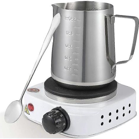 Kit de fabrication de bougies, pot de fabrication de bougies en acier inoxydable, avec longue cuillère à mélanger et buse de coulée sans goutte Designus Plug (1/4)