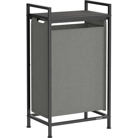 Cesto para ropa sucia con 3 compartimentos y 1 estante extraíble para bolsas de almacenamiento capacidad de 38 litros por bolsa para baño/lavadero gris 120006768 (1/5)