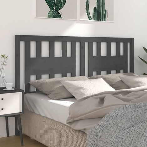Testiera per Letto Grigia 126x4x100cm in Legno Massello di Pino vidaXL (1/5)