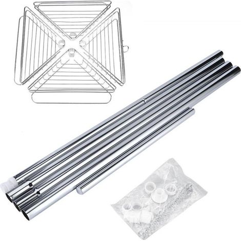Barre de tension métallique réglable pour coin de douche, étagère de rangement à 4 paniers (1/5)
