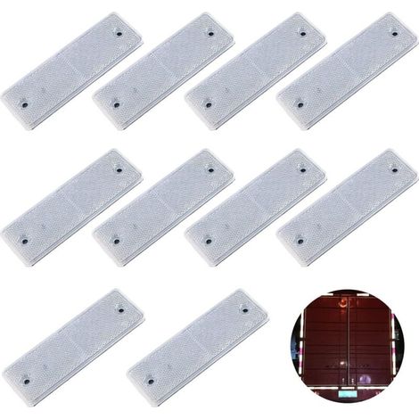 Plaque Réfléchissante Rectangulaire Sécurité Remorque Camion Caravane RV Bateau Vélo 10 Pièces Blanc