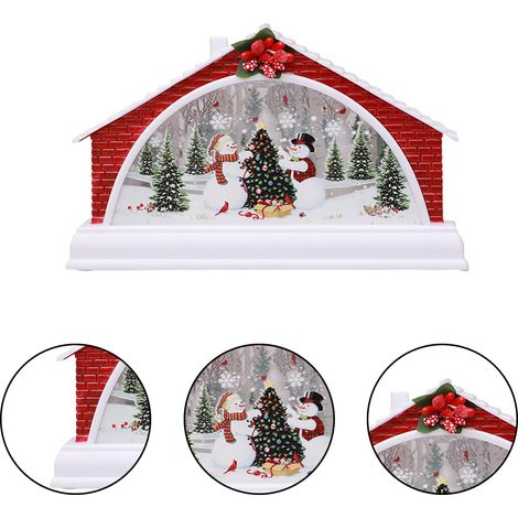 Crèche de Noël, maison enneigée, décoration, veilleuse, accessoires de décoration, ornement de maison de village de Noël (1/5)
