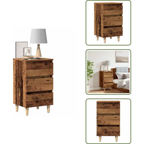 The Living Store Nachttisch Altholz-Optik 40x35x69 cm Holzwerkstoff - Holzwerkstoff (1/5)