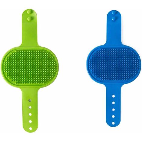 Lot de 2 brosses de toilettage pour chien, brosse de bain en silicone souple de qualité supérieure, poignée réglable, peigne apaisant pour poils longs et secs (1/5)
