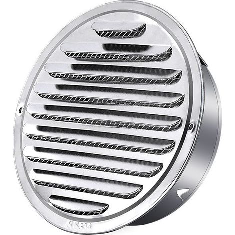 Grille d'extraction ronde en acier inoxydable (120 mm), hotte aspirante, grille de ventilation ronde, hotte extractrice de fumée avec moustiquaire (1/4)