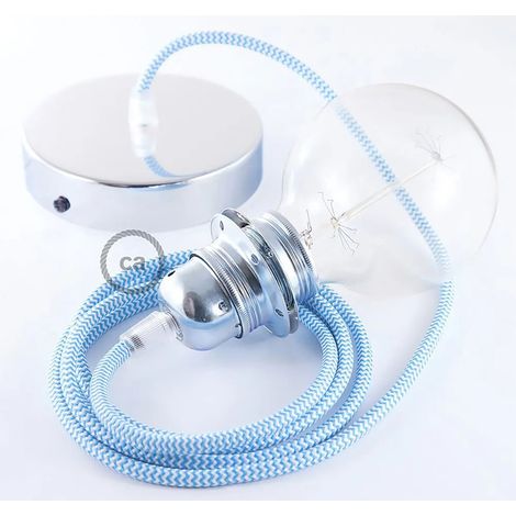 Hängelampe creative-cables rz11 zigzag 50 cm türkis kupfer (1/3)