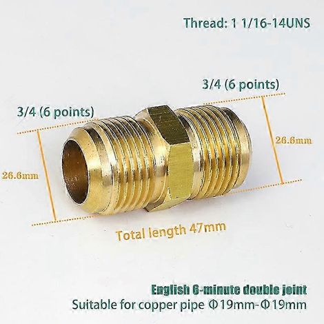 Raccords réducteurs à diamètre égal 25-26, diamètre extérieur évasé : 1/4", 5/16", 3/8", 1/2", 5/8", 3/4", 7/8", raccords de tuyauterie en laiton conformes à la norme SAE pour la climatisation A6 (1/5)
