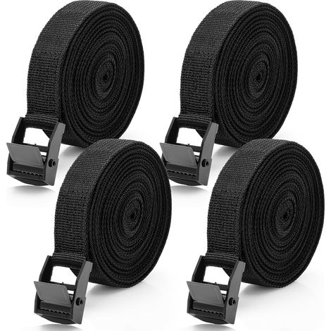 4 Pièces Sangles d'arrimage 4M, Sangle de Serrage Largeur 20MM, Sangle Arrimage avec Boucle, Sangle Valise Voyage à Charge Maximale 250KG, Sangle Moto Remorque (1/3)