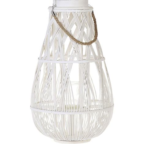 Laterne TONGA Bambusholz 56 cm Weiß