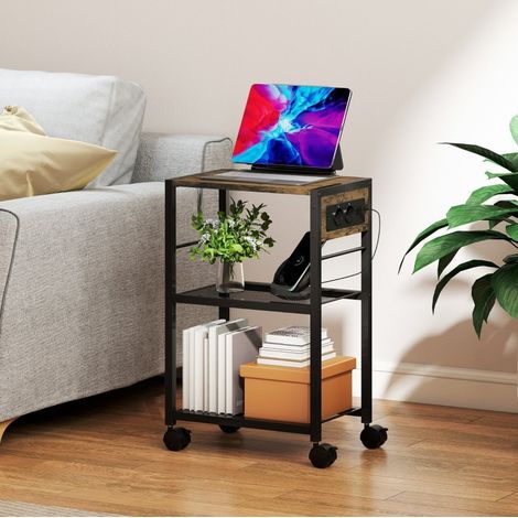 Supporto per stampante su ruote a 3 livelli con prese e USB, 42 x 28 x 64,5 cm DESVIAE (1/5)