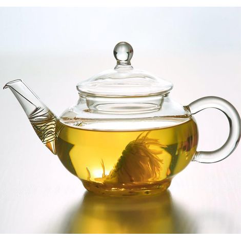 Théière en Verre 250 ml / 8,5 oz Théière en Verre Borosilicate avec Filtre Inséré pour Thé Noir, Thé Vert, Thé aux Fruits, Sachets de Thé Aromatisés, Filtre pour Thé en Vrac (1/5)