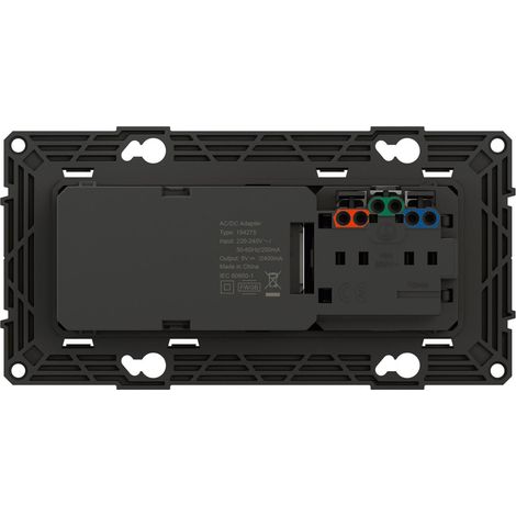 Prise de courant 16A + chargeur 2 USB 2,4A précâblées Altège finition Nuit BTICINO BTAL31SD (1/4)