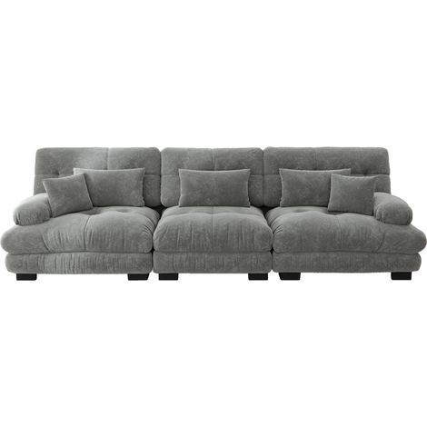 CHICFURN Sofá de esquina modular 3 plazas 313x77x81 cm chenilla gris asiento profundo para salón (1/5)