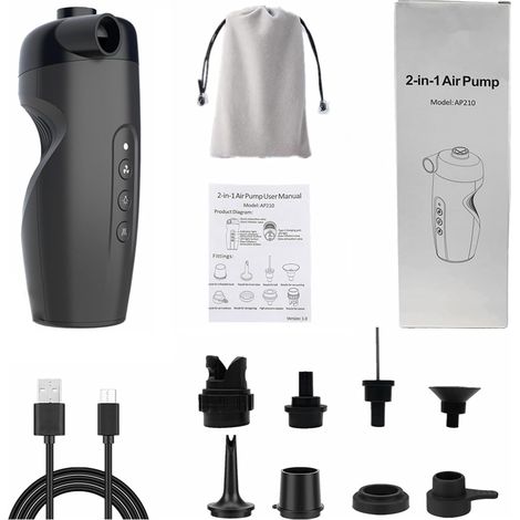 Gonfleur d'air électrique avec batterie Affichage numérique Pompes électriques pour yoga, ballon de piscine, flotteur à buses multiples Gonfleur rechargeable (1/5)