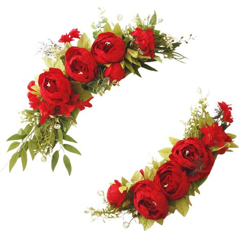 Swags de fleurs artificielles, 2 pièces, arc de mariage, pivoine, décor Floral, cérémonie, réception, Table de fête, décoration de la maison, rouge (1/5)