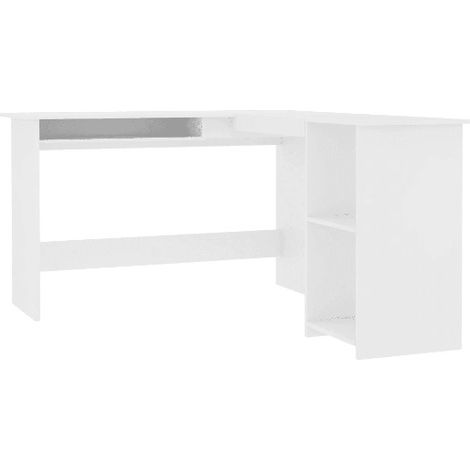 Bureau d'angle 1 tiroir 2 étagères bois blanc Jayden (1/5)