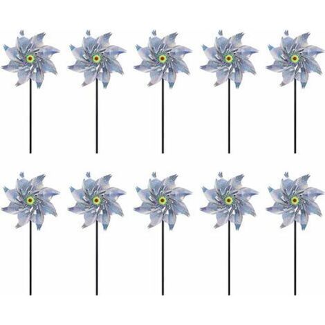 LaBlanc – Reflektierende Windmühle, 10 Stück, vogelabweisende reflektierende Windmühlen, Gartenwindmühle, Vogelabwehr zum Schutz von Garten/Obstgarten/Innenhof (1/3)