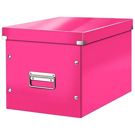 Boîte de rangement carton Leitz Click & Store Wow Cube Format L rose