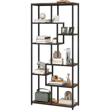 SevenTier Geometric Bookcase Brown/Black (1/5)