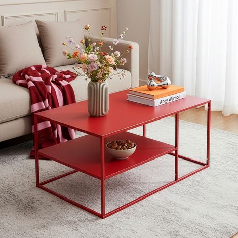 Couchtisch Solund 90x60x45 cm Rot [en.casa] (1/5)