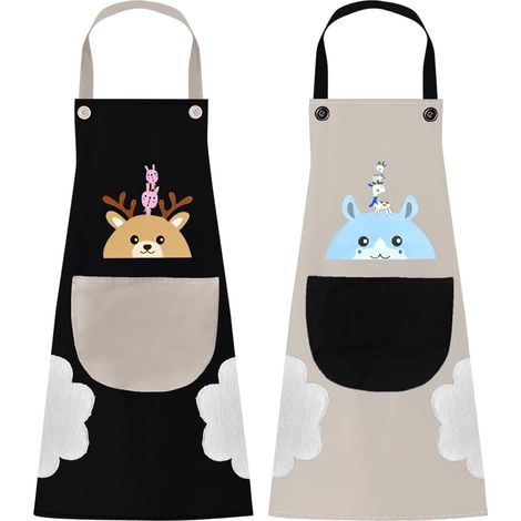 Delantal de cocina impermeable de PVC para pintar y limpiar - Delantal para mujer adulta para barbacoa (2 unidades) (1/5)