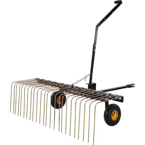 Mophorn Arieggiatore da Traino, Arieggiatore da Traino da 1524 mm con 24 Denti in Acciaio, Rastrello Arieggiatore per Prato ATV o Tosaerba, Rastrello da Traino con Maniglia di Sollevamento Foglie Erba (1/5)