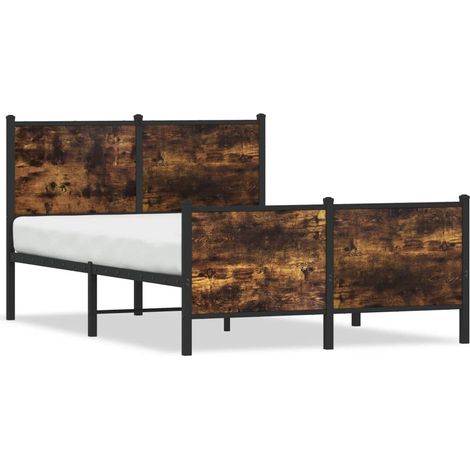 Lit double,Lit adulte,Cadre de lit en métal sans matelas chêne fumé 120x190 cm CFW8269309 (1/5)
