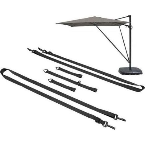 5 pièces sangle de fixation pour parasol déporté, pare-vent pour parasols déportés en porte-à-fajustable anti-vent pour parasols en porte-à-f sangle fixe intempéries (1/5)