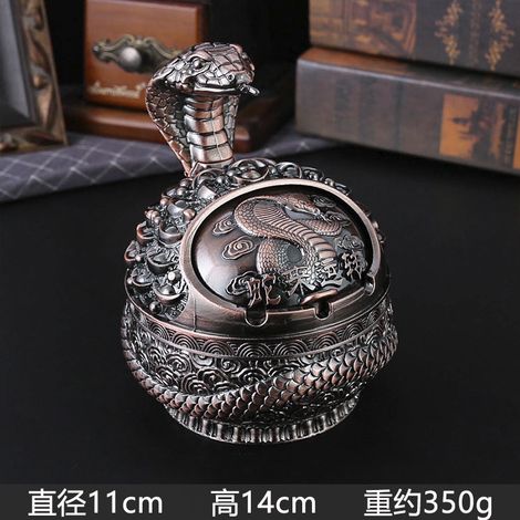 (Rouge serpent antique) Cendrier rétro Douze Signes du Zodiaque avec couvercle, coupe-vent, résistant aux cendres et aux chocs